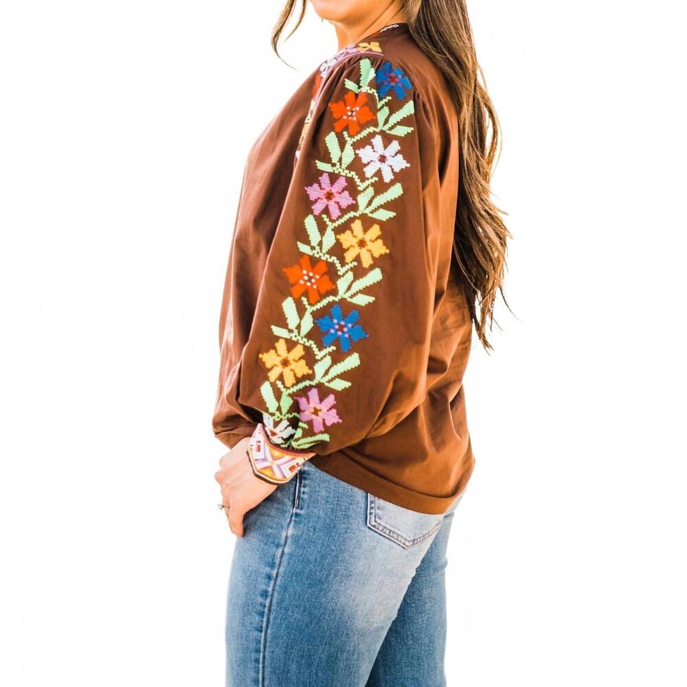 NEW LAYERZ CLOTHING rhett long sleeve top in brown